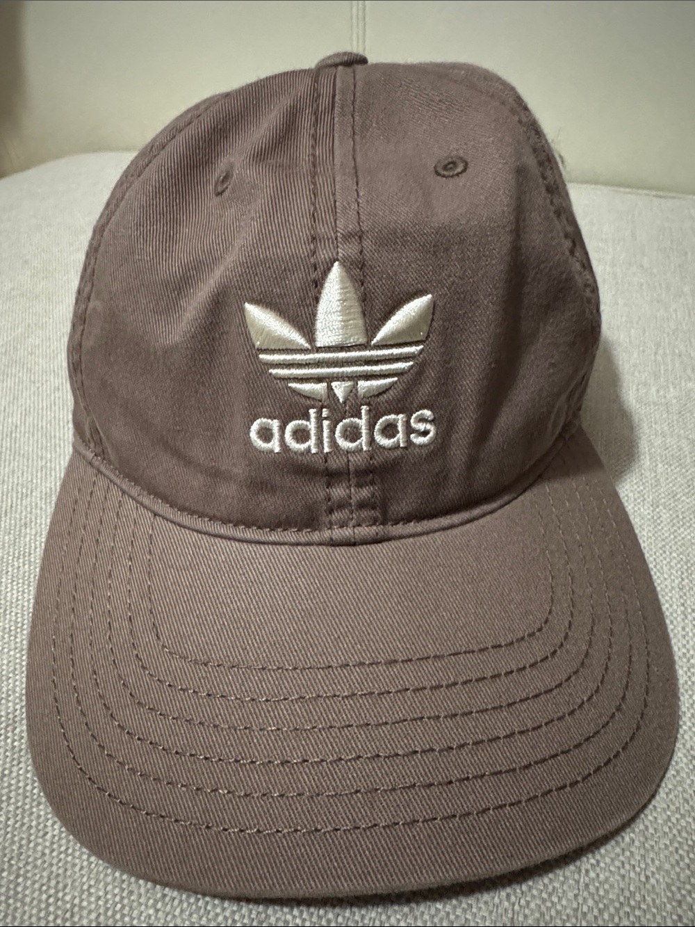 Like New Adidas Baseball Style Cap-Brown-White Stitched Logo-Adjustable-Cotton - Picture 3 of 14